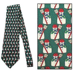 Vintage Cotswold Collection Silk Snowman Pattern Tie Christmas Holiday Winter